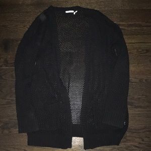 Black knit long cardigan